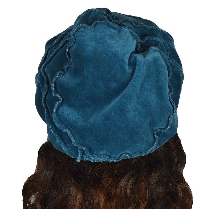 Dalfiya - Wholesale Fashion Headband - Women's - Peacock Feather Embroidered Cotton Velvet Slouch Hat
