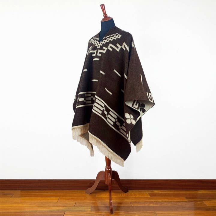 ECUALAMA - Wholesale Poncho - Kids - Kids Clint Eastwood Poncho cowboy Serape replica handmade of Alpaca wool Unisex - brown3