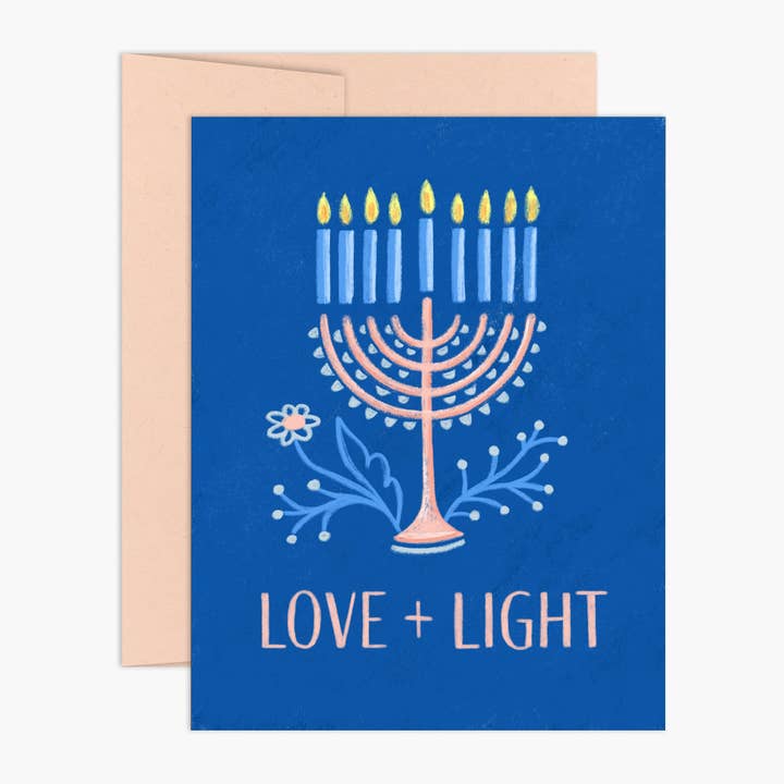 Love + Light Hanukkah Holiday Card for wholesale by Palmer Street Press