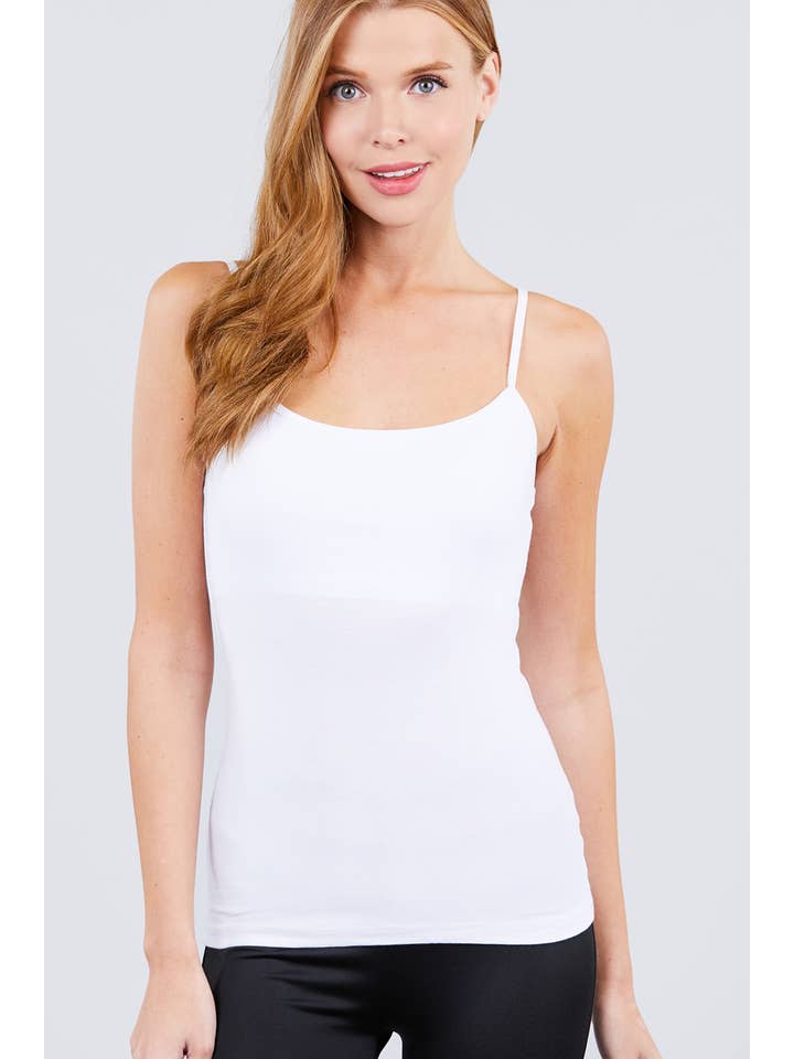 42POPS - Wholesale Camisole - Women's - ,, SI-323 Fitted Cropped Cami Tank W/ Adjustable Spaghetti Stra