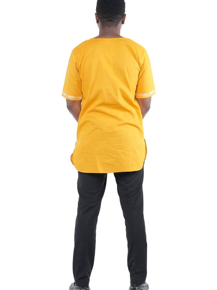 Satsuma Wholesale - Wholesale Button Down Shirt - Men's - Gold White Embroidered Shirts For Men