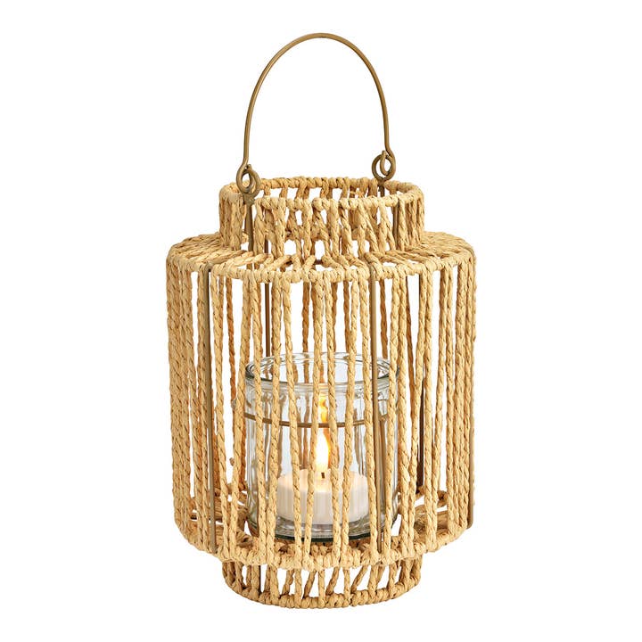 Laterne aus Papier/Pappe, Metall, Glas 10x10x10cm braun (B/H/T) 19x26x19cm nur für Indoor für den Großhandel von Wurm