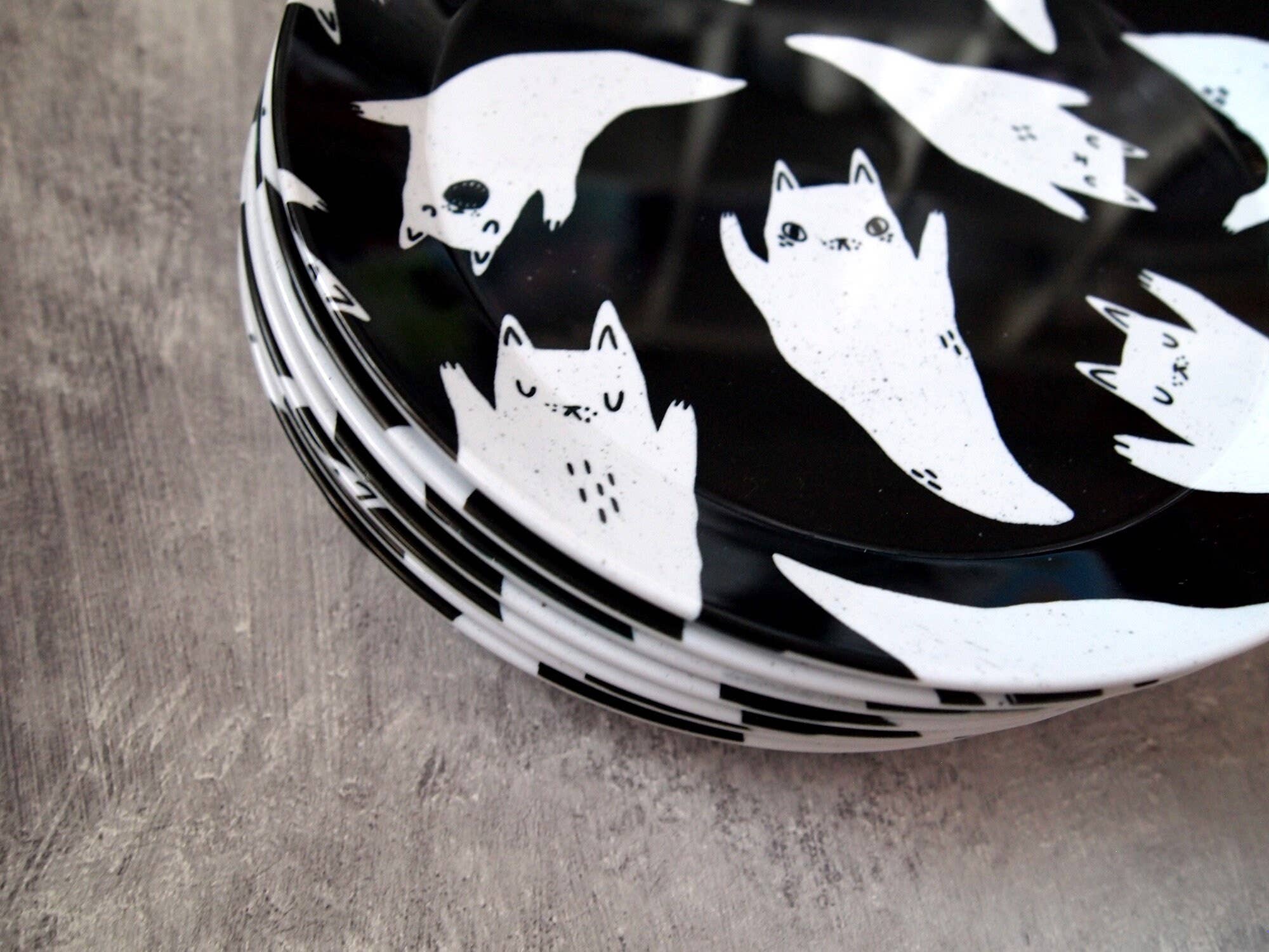 I LIKE CATS - Wholesale Dinner plate - Ghost Cats Spooky Party Plate, plastic plate, picnic plate6