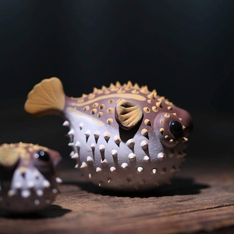 Gohobi （We cover U.S. import duties） - Vendita all'ingrosso Statuette decorative - Gohobi, ornamenti fatti a mano a forma di pesce soffiato, per animali da tè, in ceramica, YiXing2