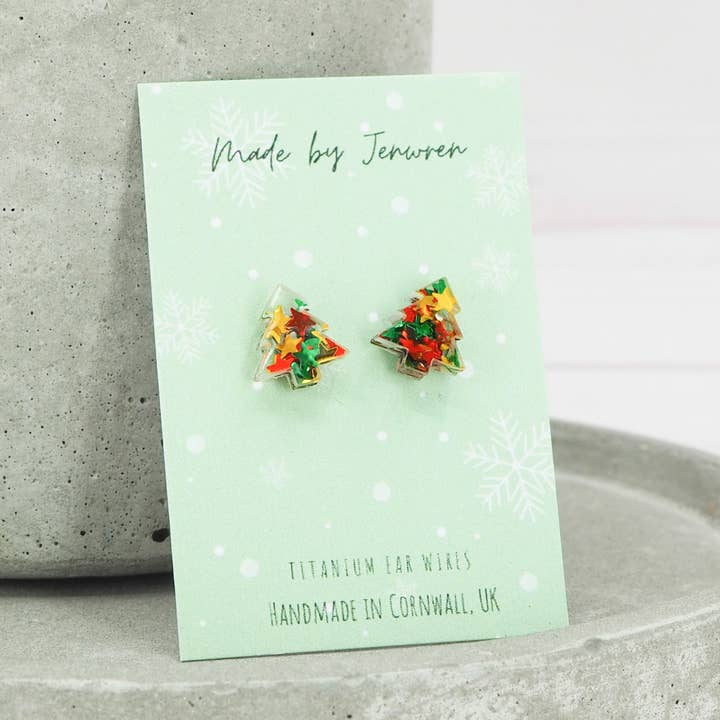 Star glitter Christmas tree studs for wholesale by MadebyJenWren