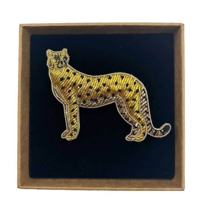 Sixton London - Wholesale Brooch - Cheetah embroidered brooch / pin