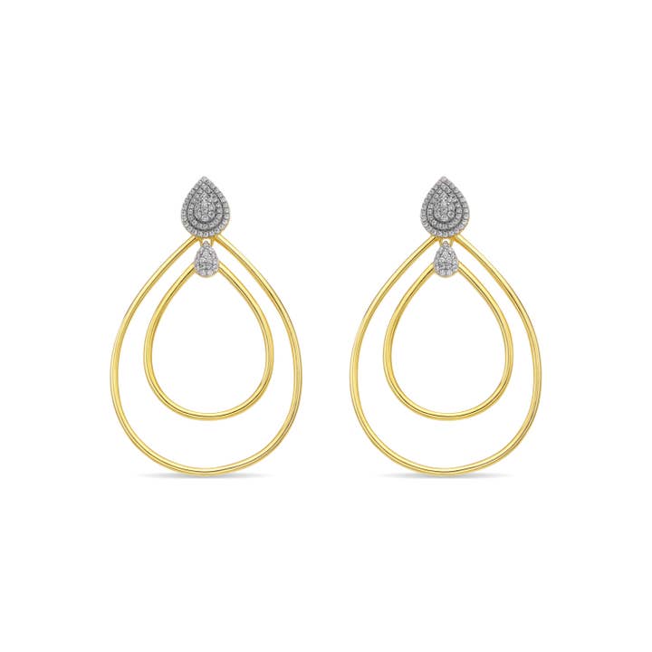 Pendientes Luxenter de Plata de Ley 925 y Circonita Brillante acabado oro amarillo de 18k - Hyka para venta al por mayor de Luxenter
