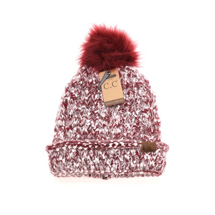 Suzie Q USA - Wholesale Beanie - Women's - Eyelash Confetti Yarn Knitted Pom Beanie3