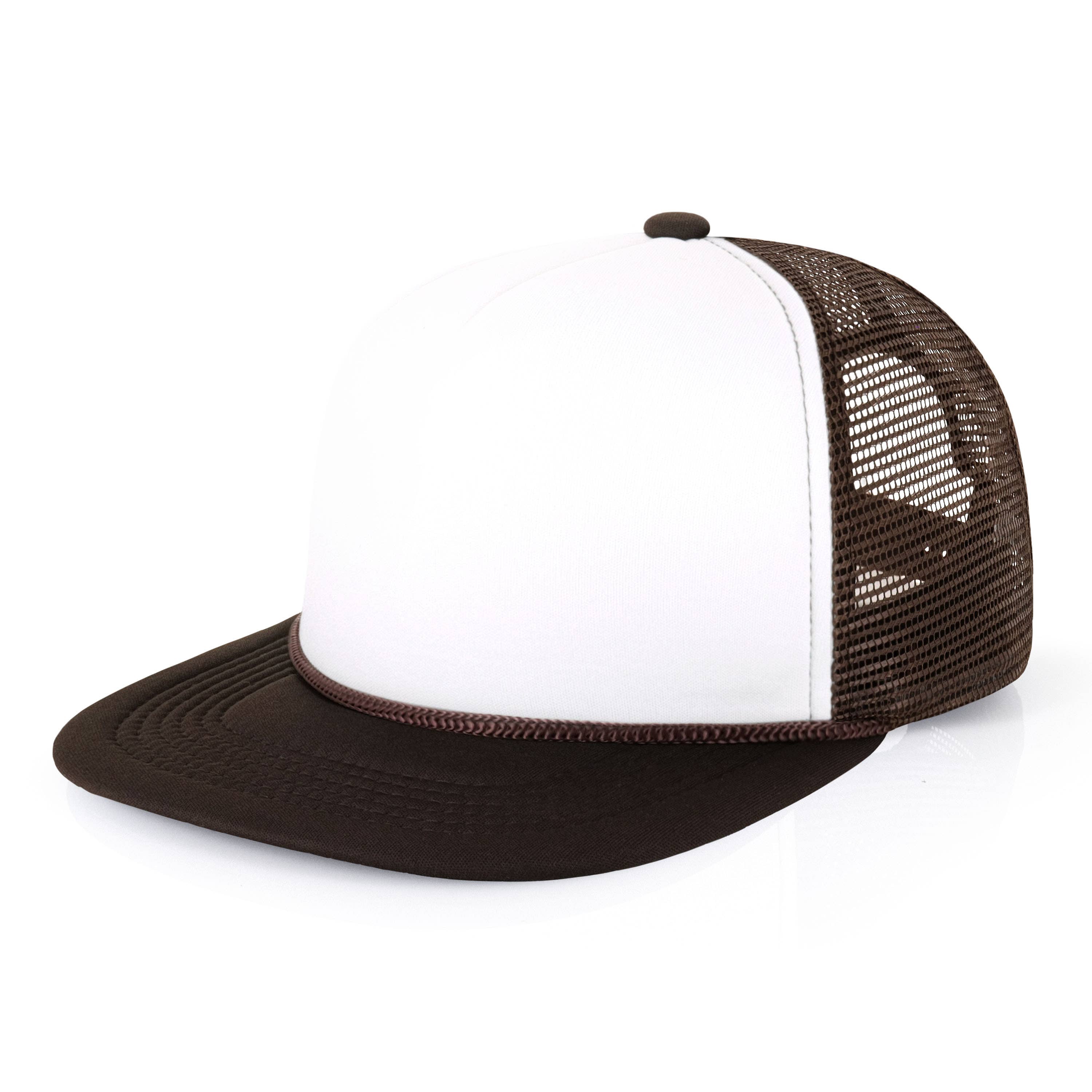 ChoKoLids - Wholesale Trucker Hat - Men's - CHOK.LIDS Plain Two-tone Foam Trucker Flat Bill Cap with Rop46