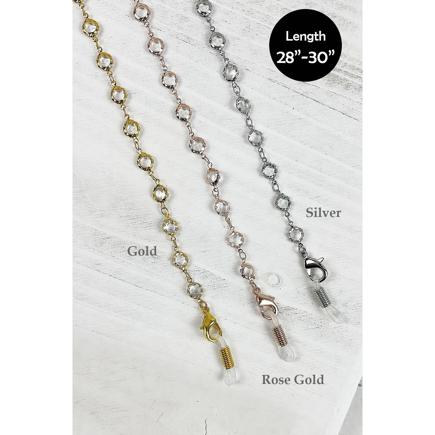 ASSORTED PRETY CLEAR STONE FACE MASK LANYARD AND EYEGLASSES LANYARD for wholesale on Faire3