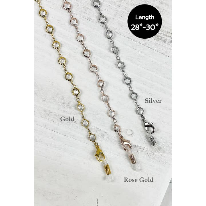 ASSORTED PRETY CLEAR STONE FACE MASK LANYARD AND EYEGLASSES LANYARD for wholesale on Faire3