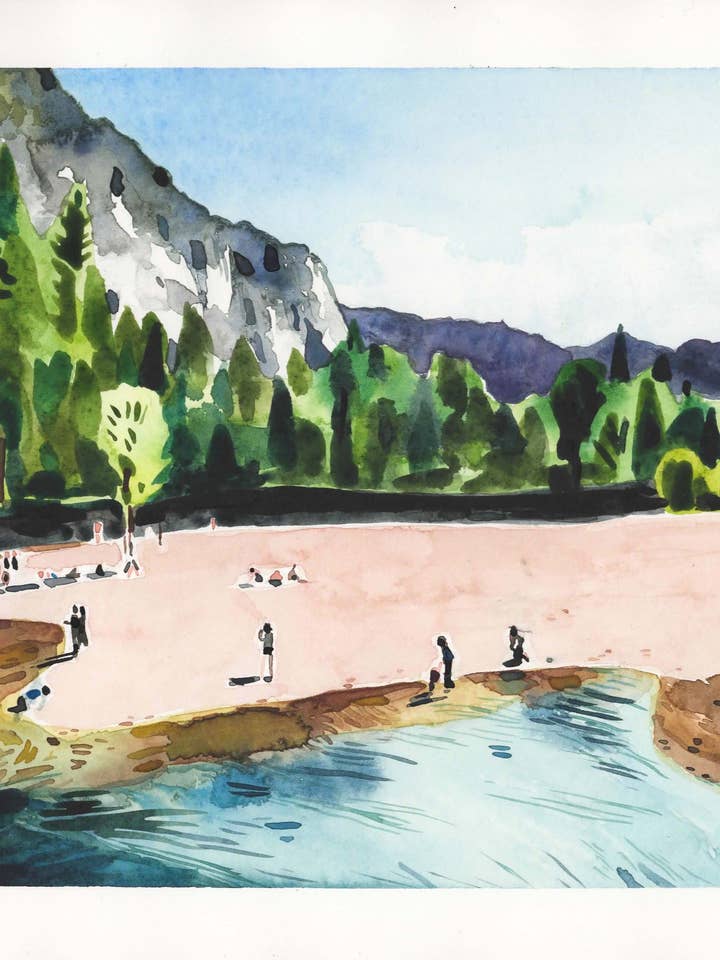 Yosemite-vallei. Originele aquarel. 8,5 „x 11" voor wholesale door John Kline Artwork