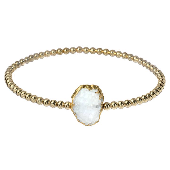 Bracciale con Pietra Semipreziosa Drusa e Perline Placcate in Oro per la vendita all'ingrosso da parte di bara boheme