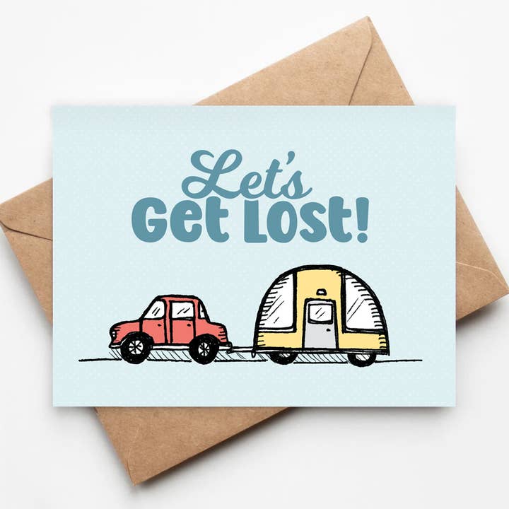Let's Get Lost Eco-friendly Card Adventure Love Move On for wholesale by Jenna's Doodles