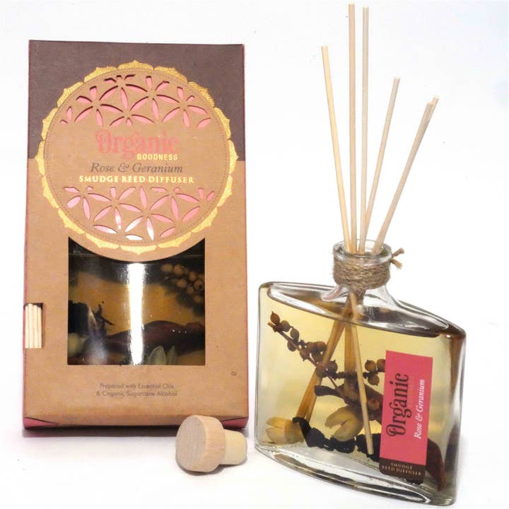 Organic Goodness Smudge Reed Diffuser - Rose & Geranium for wholesale by R. Expo/Song of India