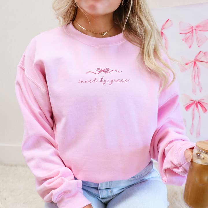 Faith & Life Christian Brands - Wholesale Graphic Sweatshirt - Women's - By Grace Bow Christian Crewneck Faith Based Sweatshirt5