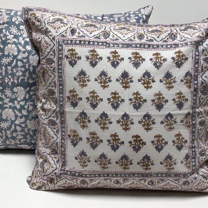 Pillow Printed 18" x 18" Silvia Blue for wholesale by natural habitat