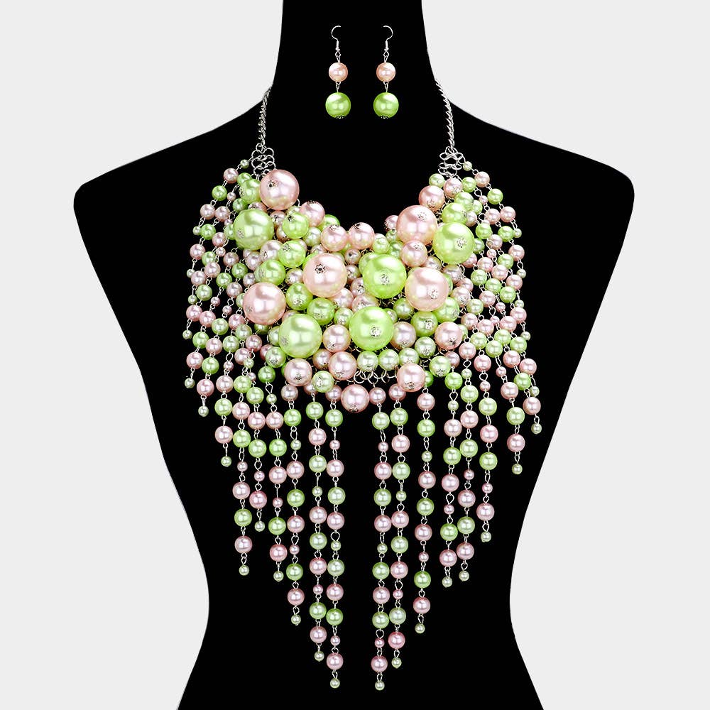 Sensibling Corp. - Wholesale Bib Necklace - Pearl Cluster Statement Necklace
12