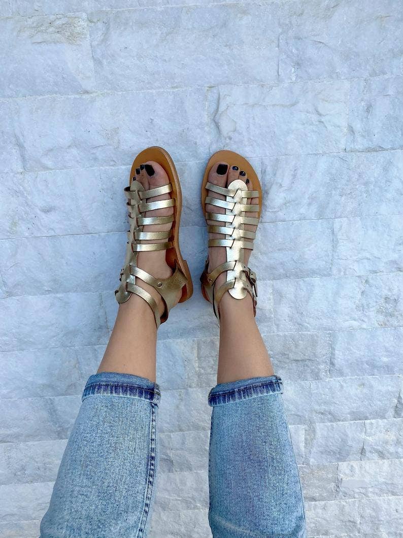 Christina Christi - Wholesale Sandals - Women's - Gladiator Leather Sandals, Gold Sandals, Greek Sandals2