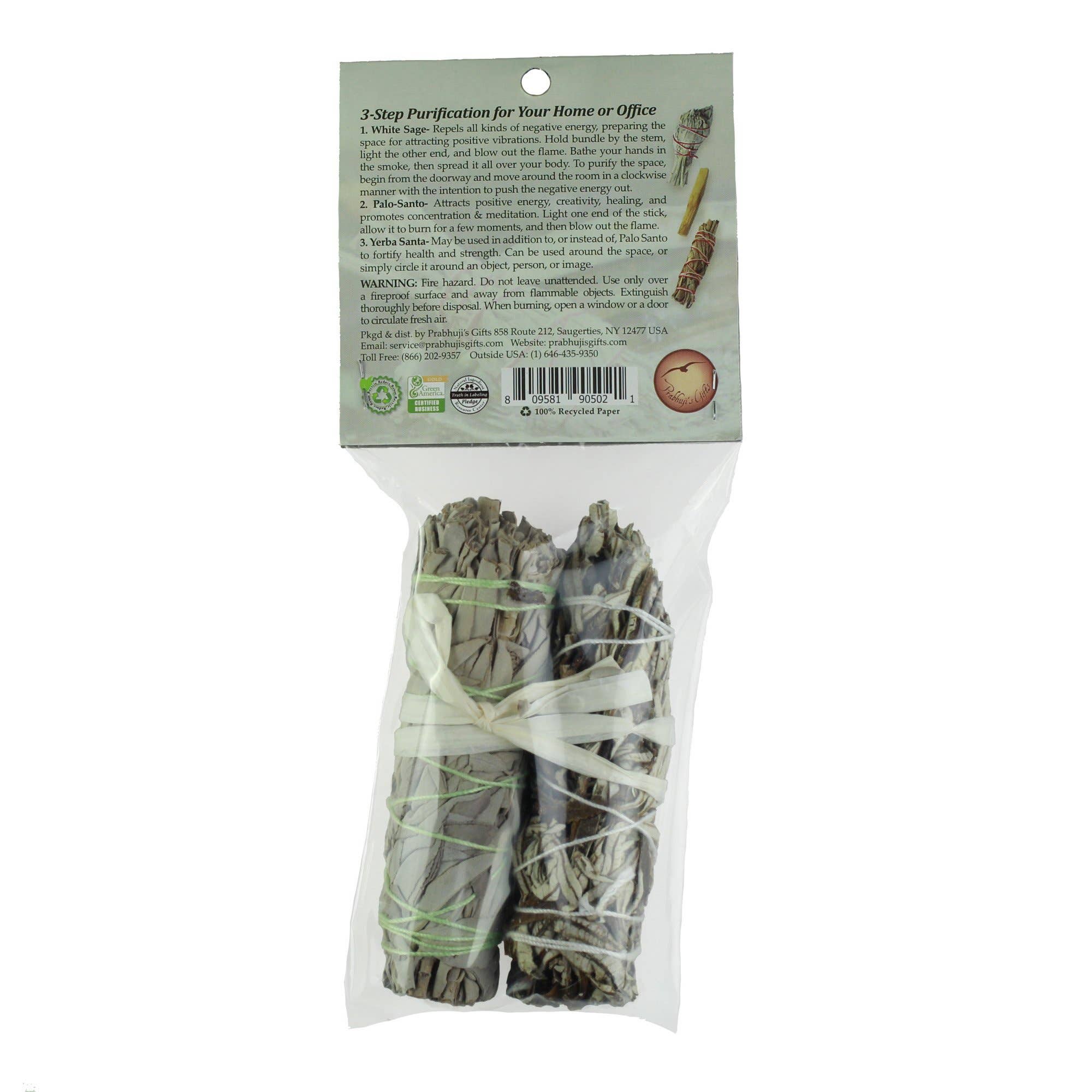 Prabhuji's Gifts - Wholesale Sage bundle - 3 Step Purification Kit - Palo Santo, Sage, Yarba Santa1