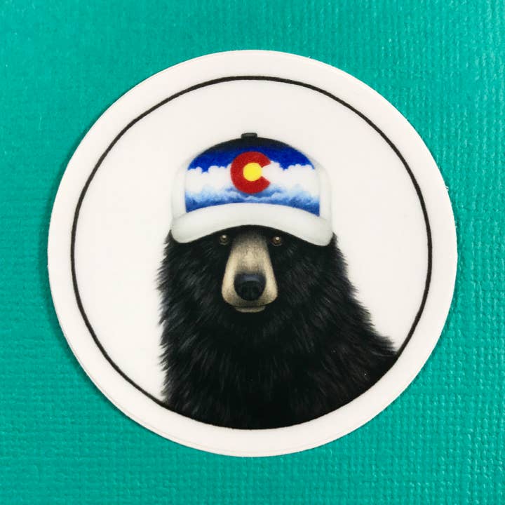 Colorado hat bear sticker for wholesale by Abundance Illustration