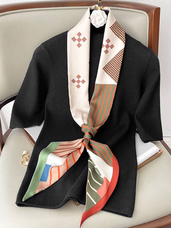 ShieldChic – wholesale Halsduk - Dam – Urban Silk Imitation Randig tryckt halsduk2