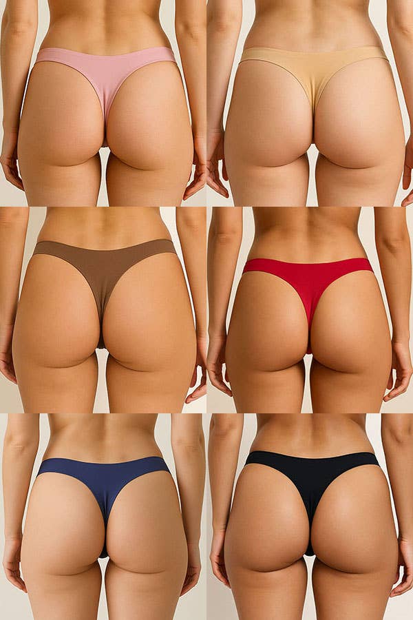 Laser Cut Seamless Thong - 6 Color Pack-90078-THG-6-C01 for wholesale on Faire0