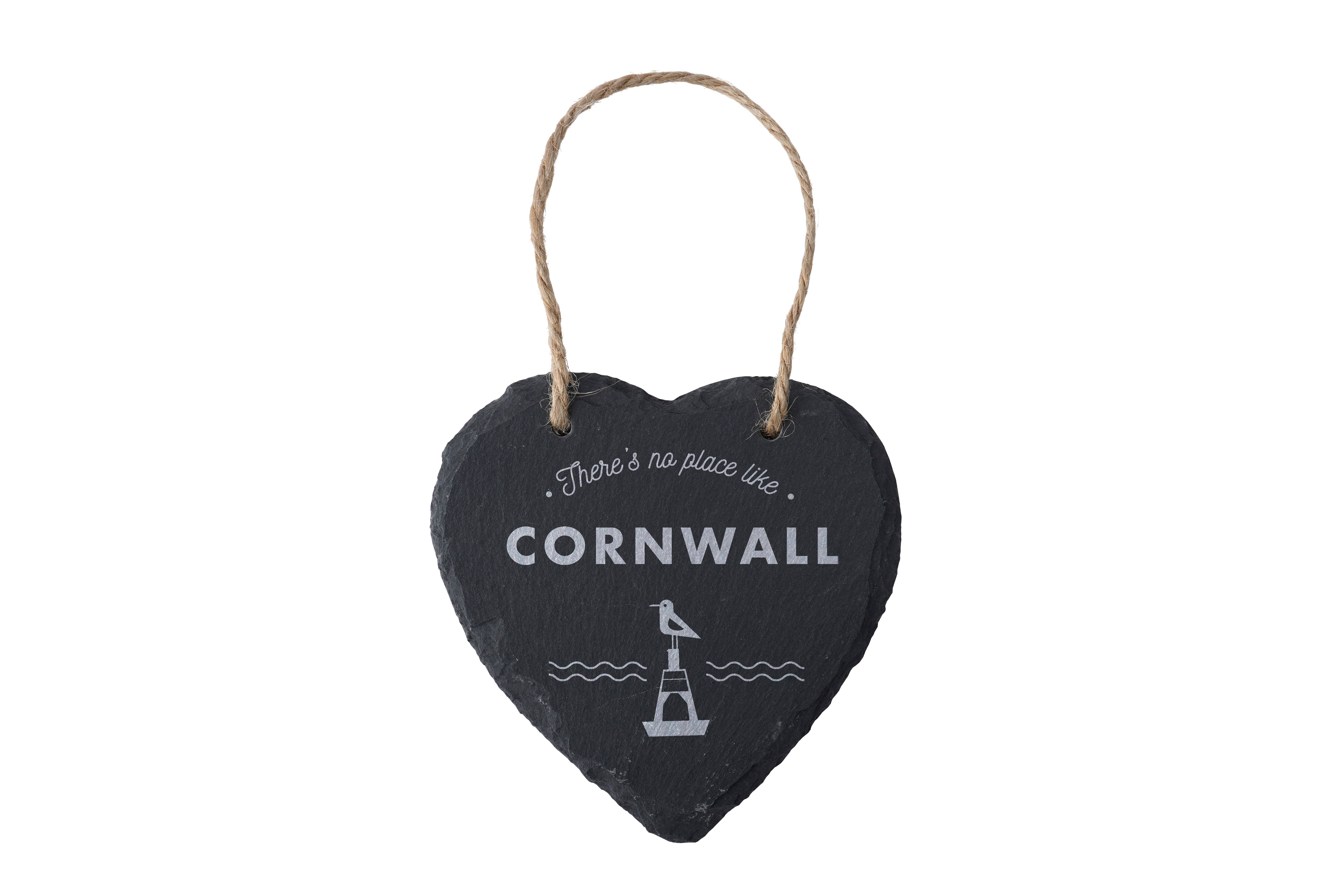 CGB Giftware – wholesale Sign – There's No Place Like Cornwall - Novelty Slate Hanging Heart1