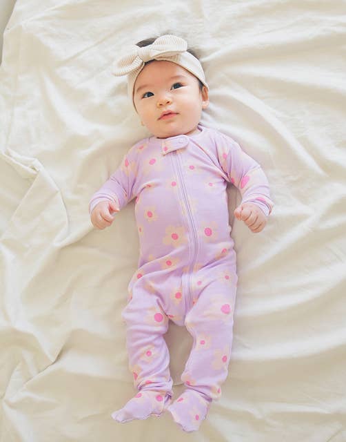 Modal Blooming Purple Baby Footie for wholesale on Faire1