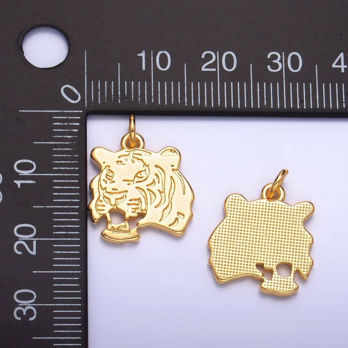 Aim Eternal - Wholesale Individual Charm/Pendant - 24K Gold Filled Tiger Head Animal Charm | W2331