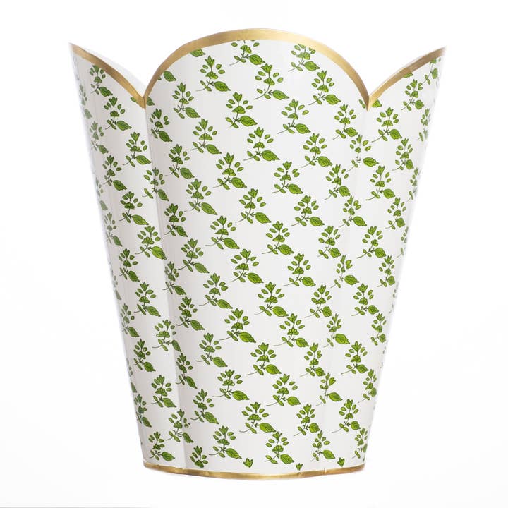 Green Blossom Wastepaper Basket for wholesale by The Enchanted Home