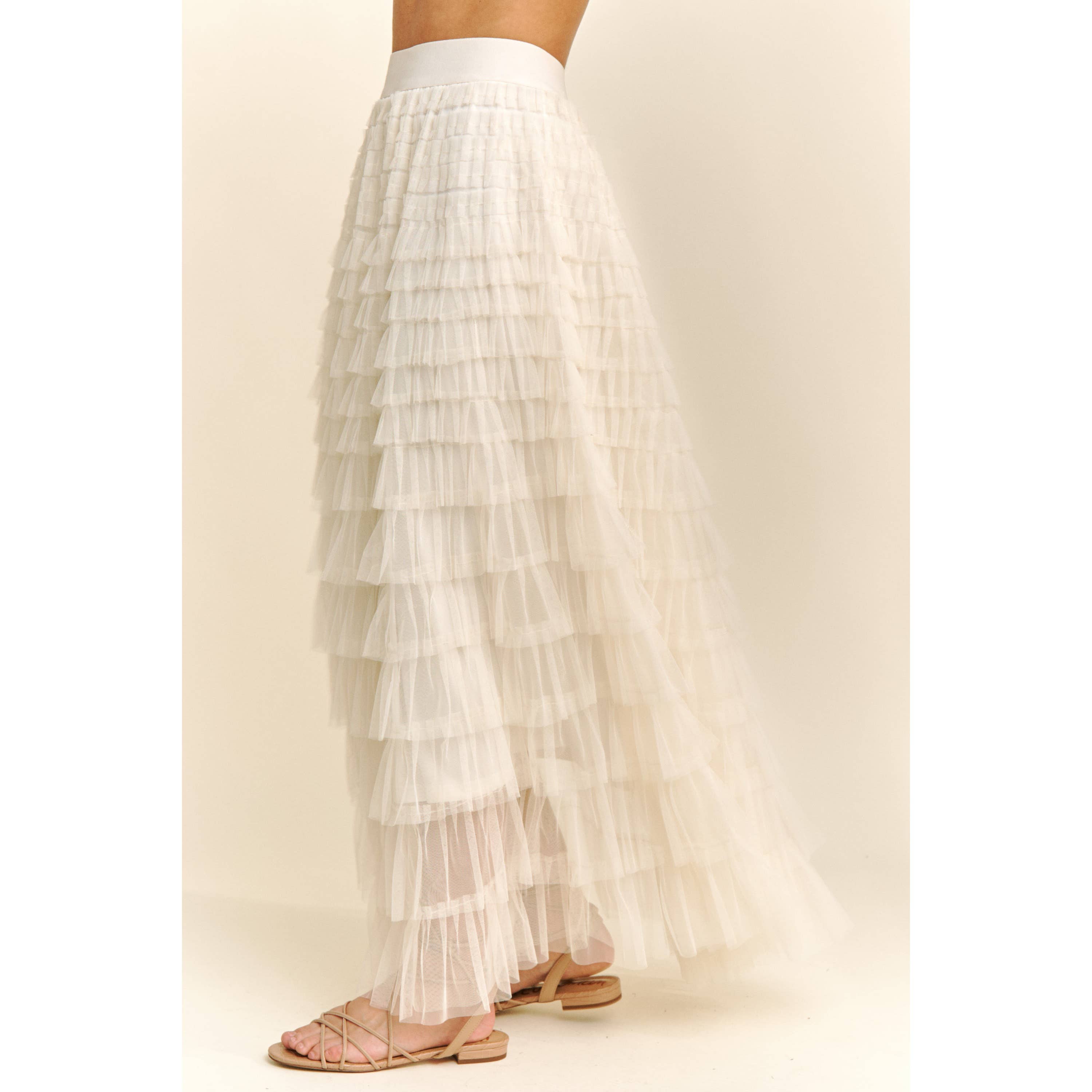 Sweet Generis - Wholesale Skirt - Women's - CASCADING TULLE MESH TIERED MAX SKIRT4