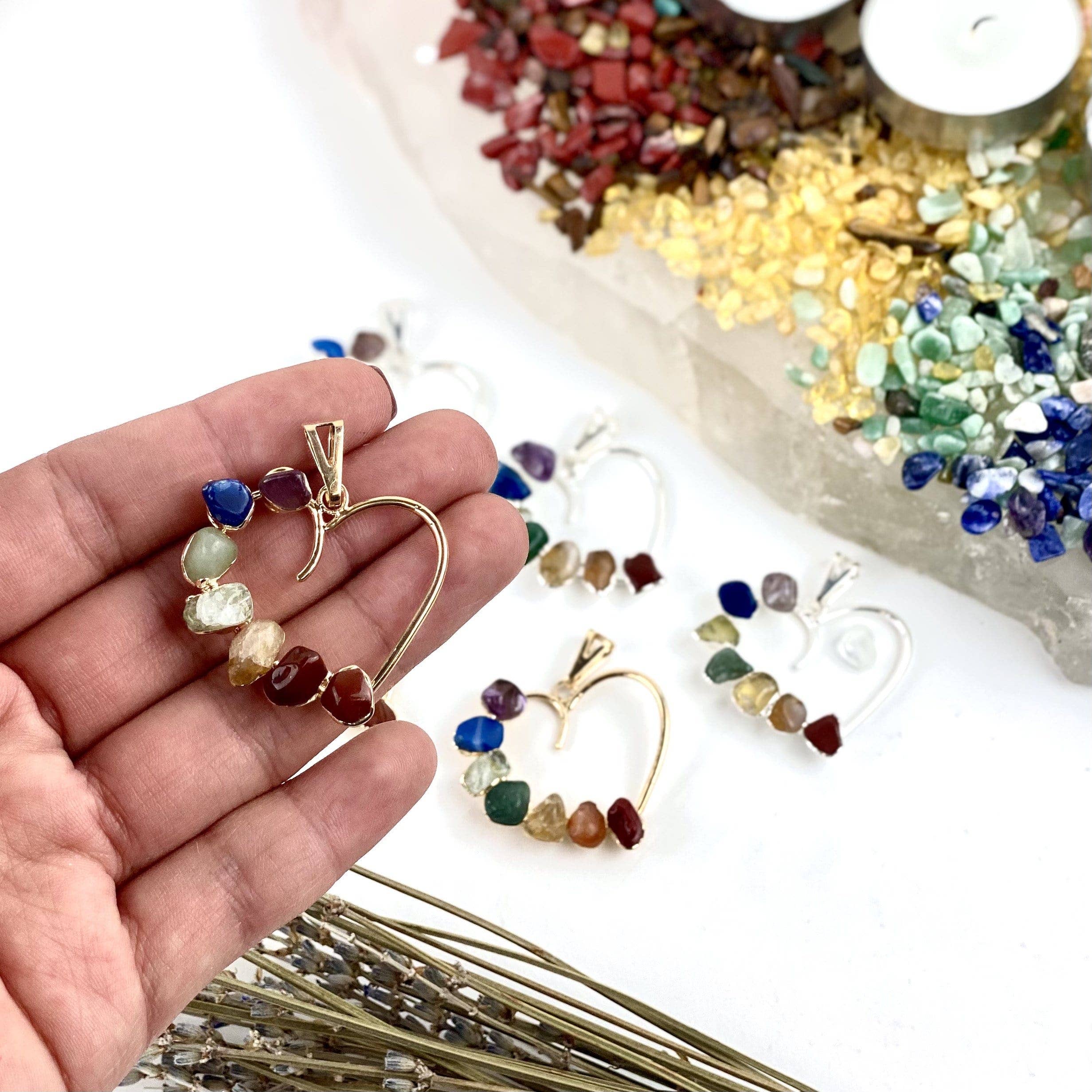 Rock Paradise – Pendente/pingente individual por atacado – Pingente/Coração de Cristal de Chakra Polido2