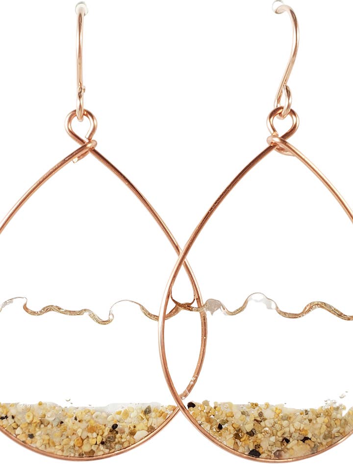 Ohrringe aus klarem Wasser und Sand in Roségold für den Großhandel von Skinny Pig Designs