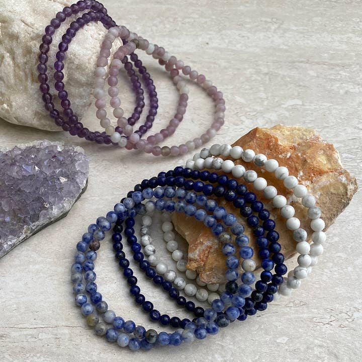 My Fun Colors - Wholesale Beaded Bracelet - Mini Gemstone 4mm Beaded Stretch Bracelets | 43 Colors!