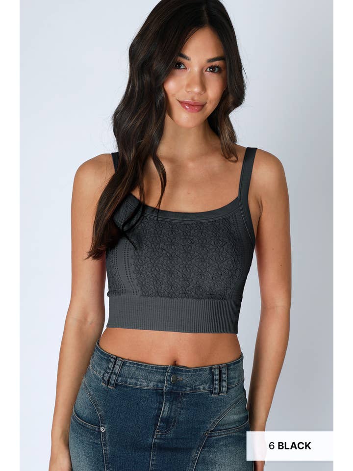 NIKIBIKI - Wholesale Knit Top - Women's - NS8351- Floral Lace Ribbed Crop Top8