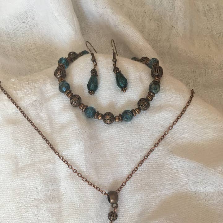 Filigree Crystal Bead Jewelry Set for wholesale by The Atlas Rose And Key