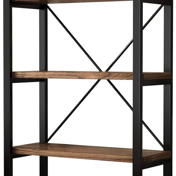 ShipItFurniture - Wholesale Bookcase - 5 Tier Industrial Solid Wood Bookshelf with Metal Frame