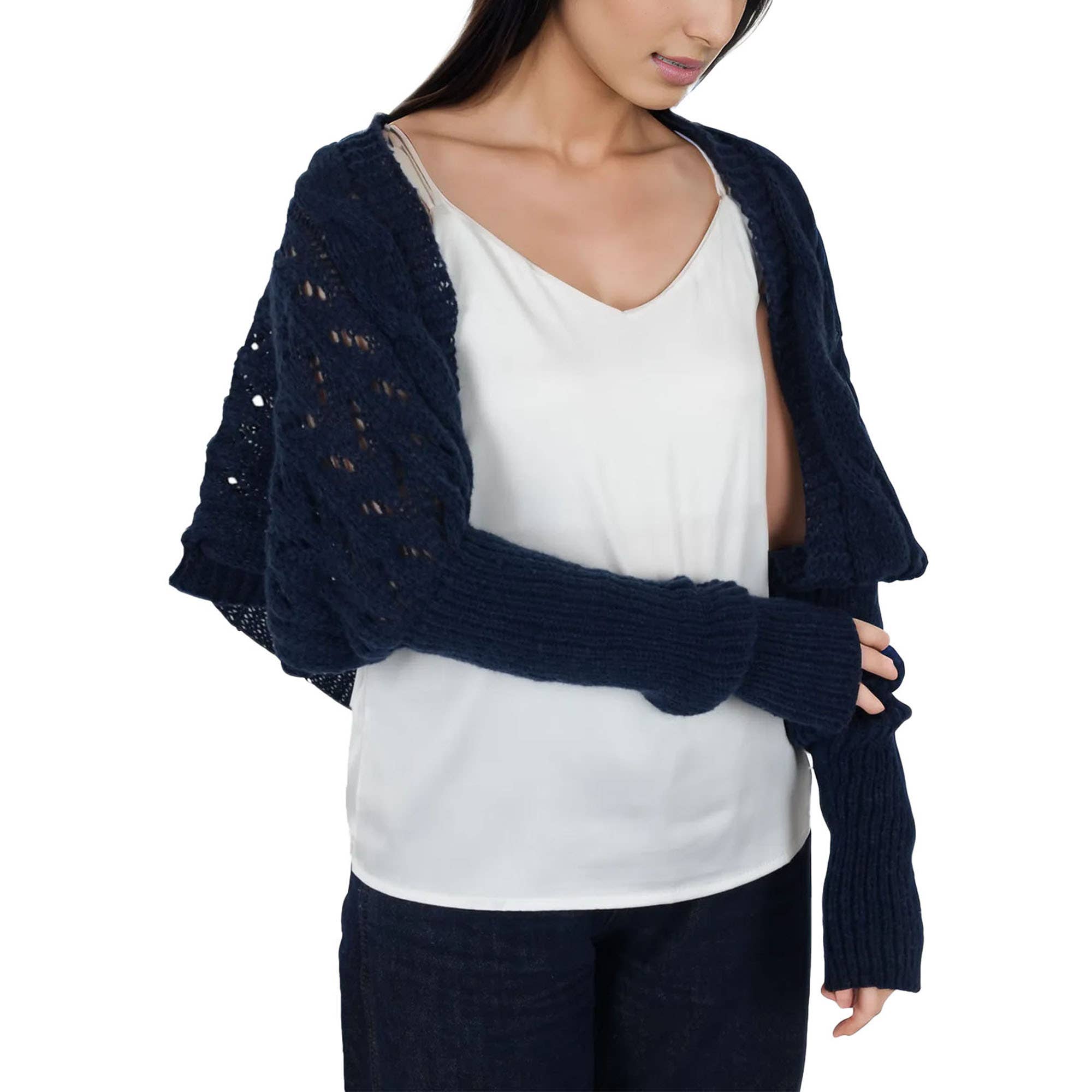 AK Brand – Engroshandel Tørklæde - Dame – Ensfarvet hæklet strikket kabeltørklæde trøjeomslag20