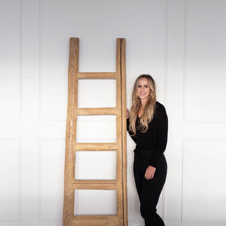 Luxe B Co - Wholesale Free Standing Shelf - Reclaimed Elm Wood Ladder 3