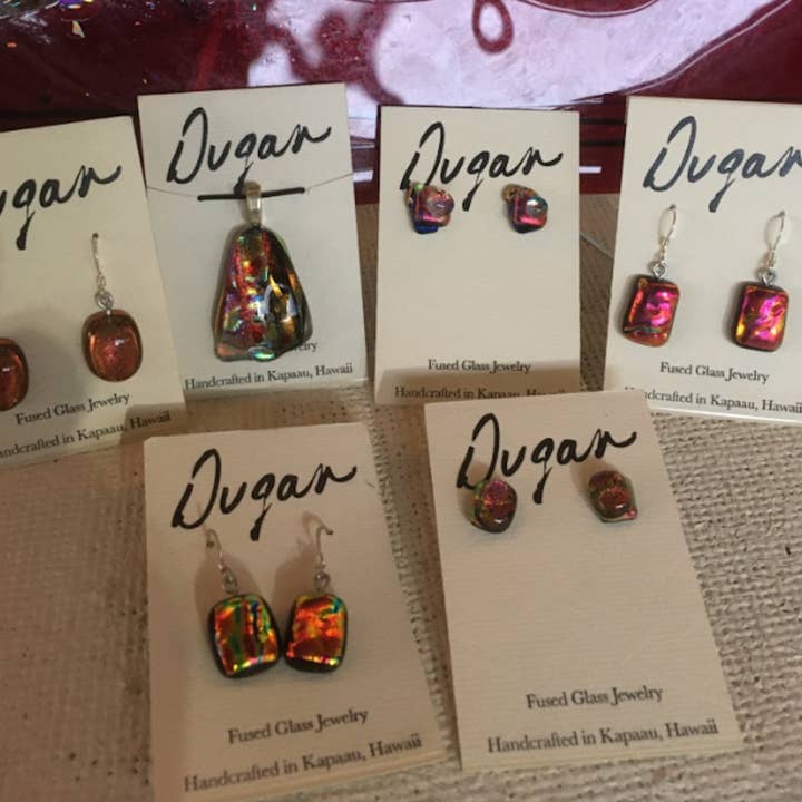 volcano themed dangle earrings for wholesale by Camille Dugan