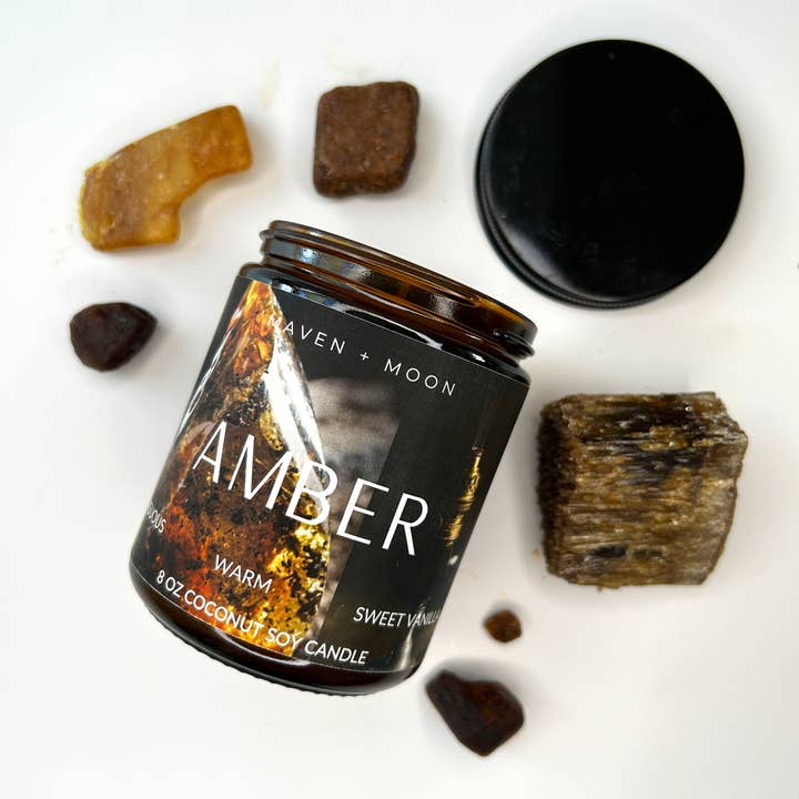 MAVEN + MOON - Wholesale Jar/Filled Candle - Amber Coconut Soy Candle - 8 oz 3
