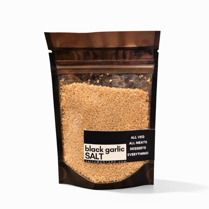 black garlic SALT for wholesale by salt + MUSTARD