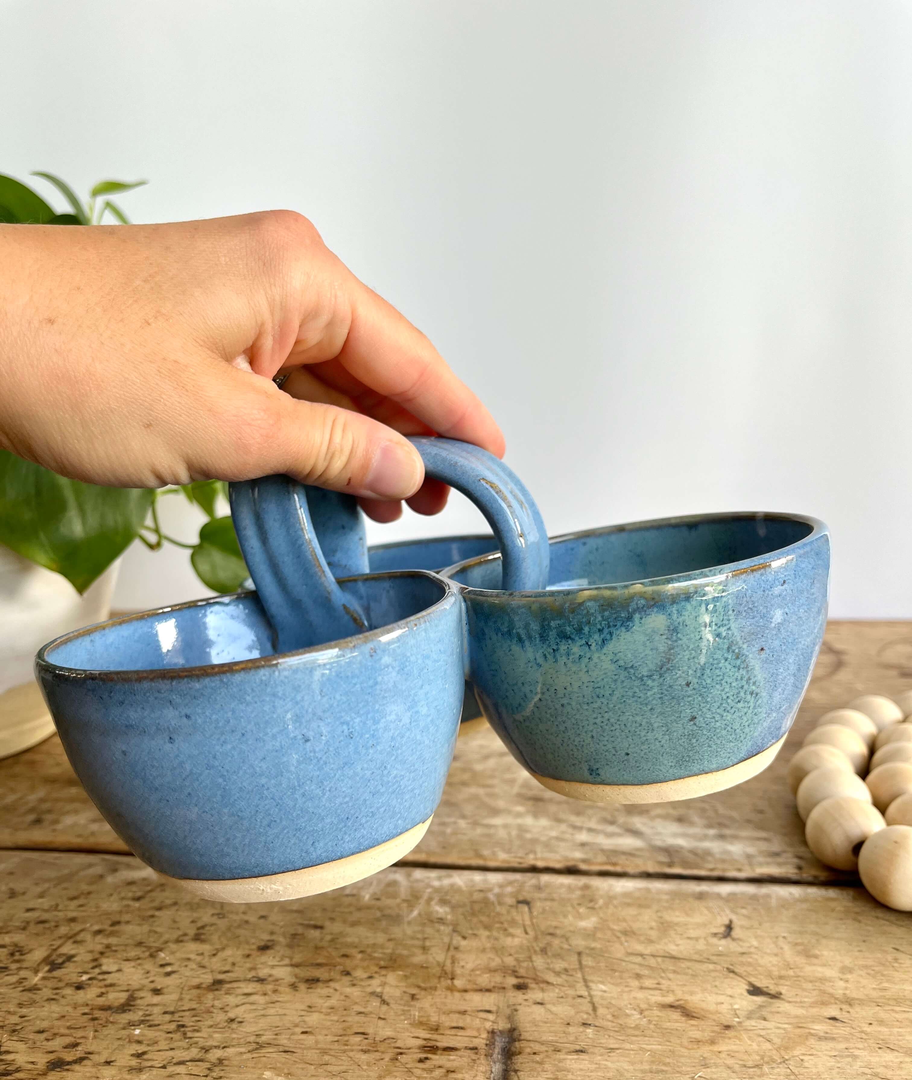 Coastal Clay Co. - Wholesale Platter - Triple Dip Platter Summer Party Platter Ceramic Dip Tray15