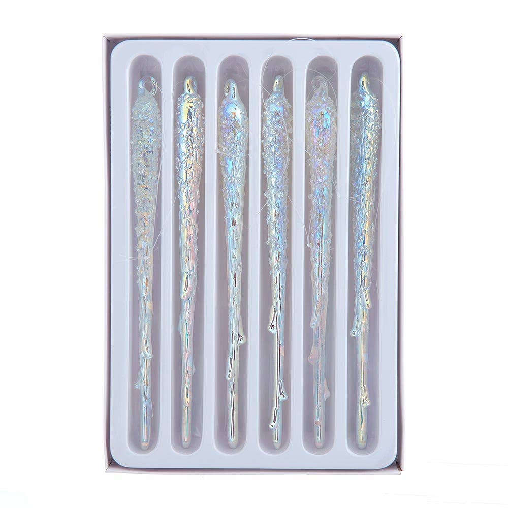Kurt S. Adler, Inc. - Wholesale Ornament Set - Glass Iridescent Icicle Orns, 6-Piece Box0