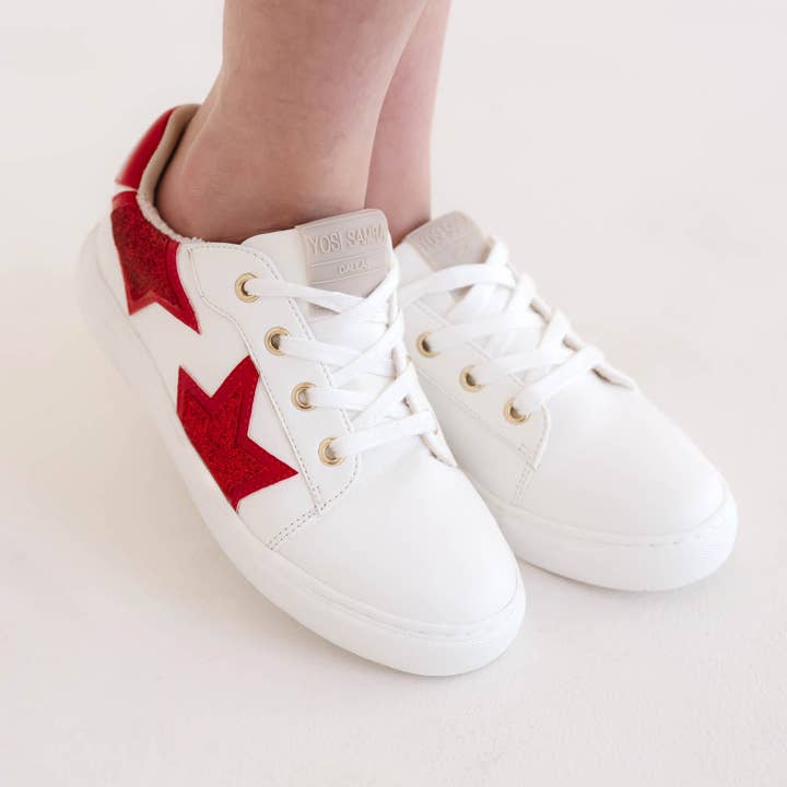 Miss Harper Sneaker in Red Glitter - Kids for wholesale on Faire1