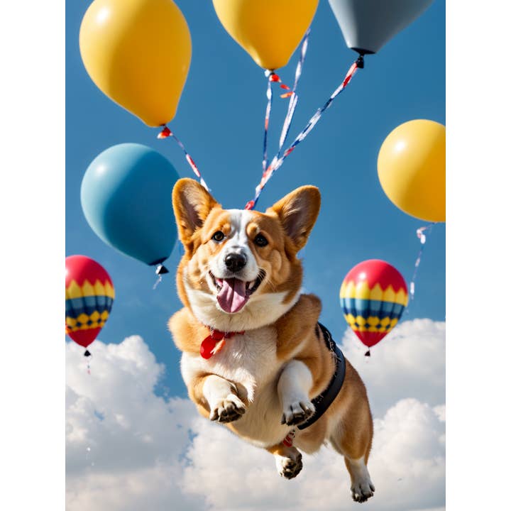 Affiche Murale - Chien heureux volant dans les airs pour la vente par Calseosvic