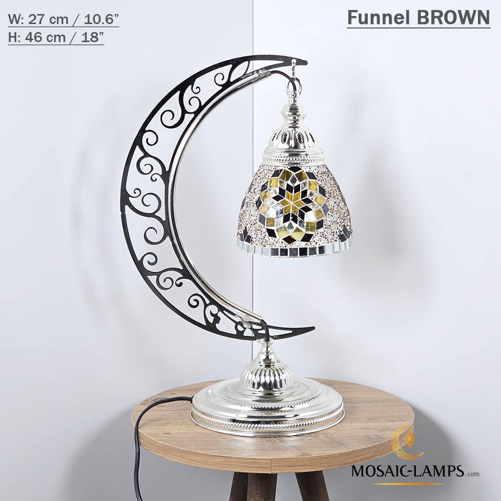 Mosaic Lamps - Vendita all'ingrosso Lampada da scrivania/d'accento - Lampada da scrivania Turkish Moon in argento, luci ad arco marocchine, Murano C12