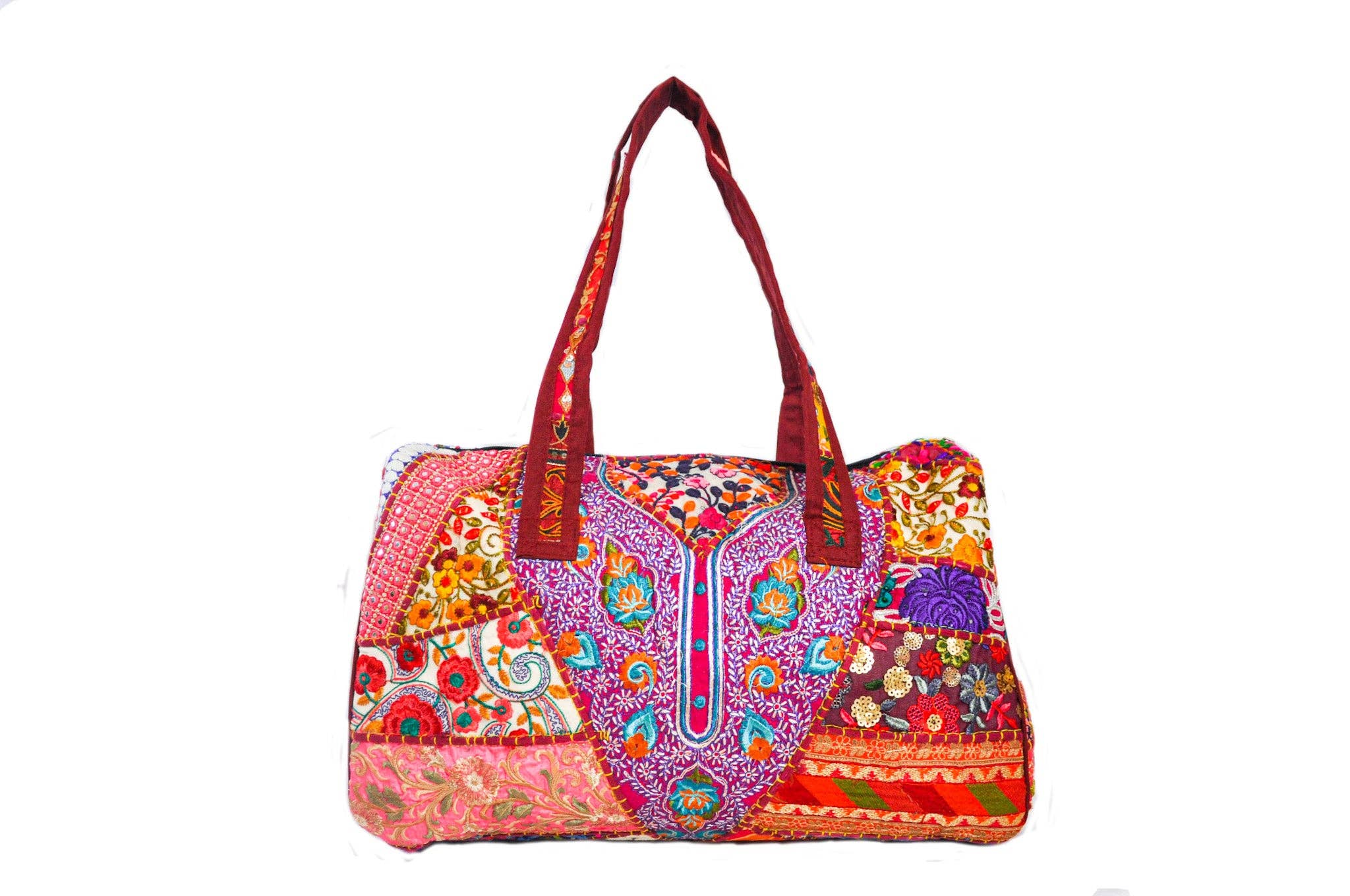 Zumki - Wholesale Weekender Bag - Women's - Dahlia Embroidered Patchwork Cotton Duffle Bag8