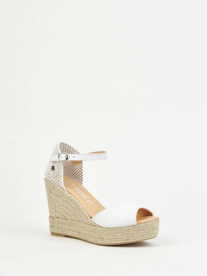 Charlene White Peep Toe | White Wedge Espadrilles for wholesale by La Valeta Espadrilles-Ibera Factory Shoes slu